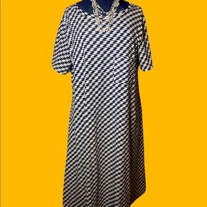 Lularoe Carly dress in black and white houndstooth print, size M